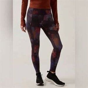 NWT Athleta Rainier Tights Printed Leggings Night Bloom Black Small